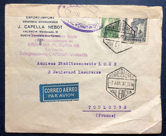 Espagne, Divers Sur Enveloppe Censurée, Valencia 7.4.1937 Pour La France - (B4207) - Cartas & Documentos