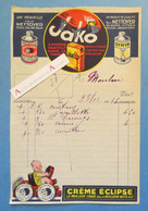 ● Facture 1933 Sel JAKO - Brillant / Crème ECLIPSE Cirage - Liquide SYMUR - Rare Entête - Papillottes / Harengs Etc... - Chemist's (drugstore) & Perfumery