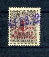 1945 Emissione Locale Guidizzolo N.2 Usato, 1 Lira Su 10 Centesimi Bruno, Francobollo Di Recapito - Ortsausgaben/Autonome A.