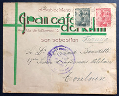 Espagne, Divers Sur Enveloppe De San Sebastian + Censure De San Sebastian, Pour La France - (B4216) - Covers & Documents