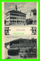 FLAACH, SUISSE - SCHULHAUS - GASTHOF U. METZGEREI Z. ENGEL -  TRAVEL IN 1908 - A. CSCH. V. W. - - Enge