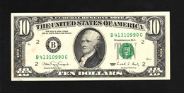 Etats Unis D'Amérique, 10 Dollars, 1990 Federal Reserve Notes - Small Size 1990 Series - Billets De La Federal Reserve (1928-...)