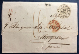 France Cachet D'entrée Sardaigne Sur Lettre De Triest 20.11.1848 Pour La France - (B4226) - 1801-1848: Precursores XIX