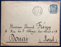 France Entier-enveloppe (n°90) TAD ORAN, KARGUENTAH 12.4.1896 Pour Douai - (B4228) - Standard Covers & Stamped On Demand (before 1995)