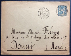 France Entier-enveloppe (n°90) TAD ORAN, KARGUENTAH 12.4.1896 Pour Douai - (B4228) - Sobres Tipos Y TSC (antes De 1995)