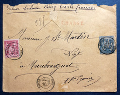 France N°90 Et 98 Sur Enveloppe CHARGE, TAD Riscle, Gers 13.10.1893 - (B4229) - 1877-1920: Semi-Moderne