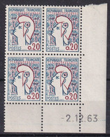 France N°1282 - Bloc De 4 Coin Daté - Neuf ** Sans Charnière - TB - Unused Stamps