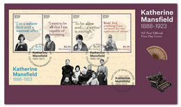 NEW ZEALAND 2023 Katherine Mansfield (1888 - 1983) ,Historical Literary Author, Set Of 4v On FDC (**) - Cartas & Documentos