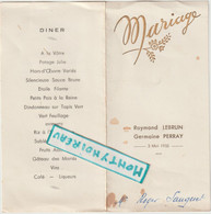 Vieux  Papier :   Menu : Mariage , Région Briouze , 1955 - Menus