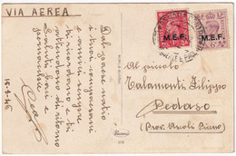 1946 14 Ago 1 + 6 D. Sass 6+11 Su Cartolina Tema Calcio Da Asmara X Pedaso - Ocu. Británica MEF
