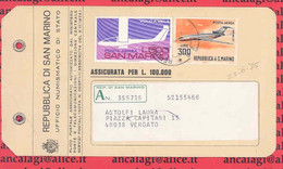 SAN MARINO 1975 - St.Post.052 - Targhetta Di Plico Postale Assicurato "VOLO A VELA" Posta Aerea - Vedi Descrizione - - Cartas & Documentos