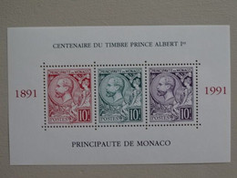 Monaco - Feuillet Neuf Non Oblitéré Avec 3 Timbres à 10 Francs - Centenaire Du Timbre Albert 1er - 1891 - 1991 - Blocs