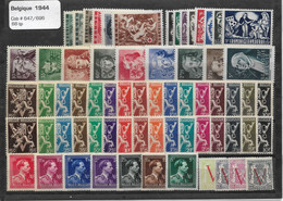 PM69/ Belgique - België Année - Jaar 1944 647 > 696 ** MNH  Cote 65.50 > 20% - Nuevos