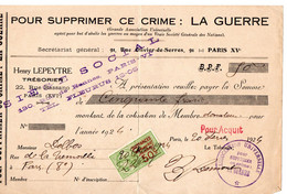 POUR SUPPRIMER CE CRIME : LA GUERRE - Cheques & Traveler's Cheques