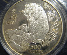 500 Tugriks Tiger Of Mongolia 1998 Silver 1 Oz 999 * Condition In The Photo - Mongolia