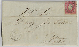 Portugal 1877 Fold Cover Sent From Santo Thirso Or Saint Thyrsus November 20th To Porto Stamp King Dom Luiz I 25 Réis - Lettres & Documents