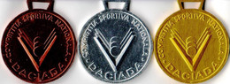 Romania, 1980's, Lot Of 3 Vintage Medals - Communist Propaganda Sport Contest - Daciada, RSR - Andere & Zonder Classificatie