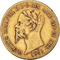 Monnaie, États Italiens, SARDINIA, Vittorio Emanuele II, 20 Lire, 1859, Genoa - Piemonte-Sardinië- Italiaanse Savoie