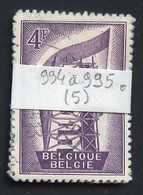 Europa CEPT 1956 Belgique - Belgium - Belgien Y&T N°994 à 995 - Michel N°1043 à 1044 (o) - Lot De 5 Séries - 1956