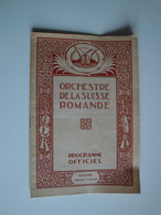 Programme Officiel De L'Orchestre De La Suisse Romande,1923 Au Victoria-Hall De Genève - Programme