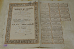 Tramways Et Electricité De Bilbao - Part Sociale Au Porteur Sans Désignation De Valeur - Bruxelles Janvier  1927. - Ferrocarril & Tranvías