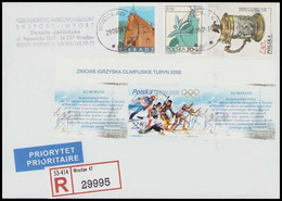 Poland 2006 Mi 4227 Winter Olympic Turyn Biathlon Ski Jumping With Tabs / Cover Letter Envelope Stamped / P33 - Covers & Documents