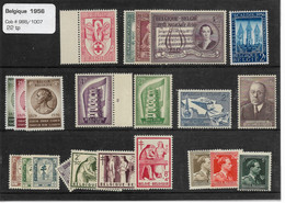 PM73/ Belgique - België Année - Jaar 1956 986 > 1007 ** MNH  Cote 353.50 € > 20% - Unused Stamps
