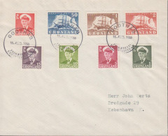 1950. GRØNLAND. Frederik IX And Gustav Holm.__ Set With 8 Stamps On FDC GODTHÅB 15.... (Michel 28-32 - 34-36) - JF436440 - Lettres & Documents