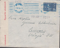 1945. FINLAND. Nice Envelope To Sverige With 5 M Olavinlinna Castle Cancelled With Blue HELSI... (Michel 155) - JF436453 - Covers & Documents