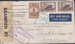 1944. CANADA.  10 CENTS + 2 Ex 20 CENTS Shipbuilding On Small Very Interesting BY AIR M... (Michel 224 + 227) - JF436462 - Cartas