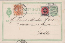1905. DANMARK. 5 ØRE BREVKORT With Additional 1 ØRE Coat Of Arms And 4 ØRE On 8 ØRE From ... (Michel 37 + 40) - JF436470 - Lettres & Documents