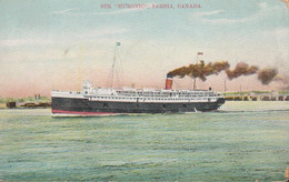 1909. CANADA. EDWARD Edward VII TWO CENTS On Fine Ship Motive Postcard (STR. HURONIC, SARNIA, ... (Michel 78) - JF436559 - Lettres & Documents