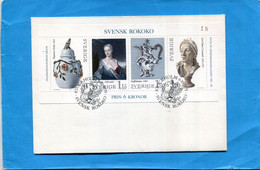 SUEDE-lettre   Stamps Bloc-SVENKS ROKOKO-art Populaire N° 1065 68  Cad 1979 - Lettres & Documents