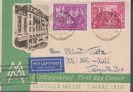 1950. DDR. LEIPZIGER MESSE Complete Set  Cancelled First Day Of Issue LEIPZIG 5.3.50. No ... (Michel 248-249) - JF529005 - Covers & Documents