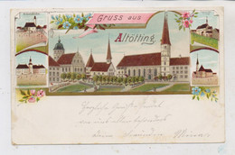 8262 ALÖTTING, Lithographie 1898, Gruss Auss... 5 Ansichten - Altötting