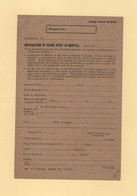 Petit Formulaire Neuf - Notification Of Period Spent In Hospital - WW II