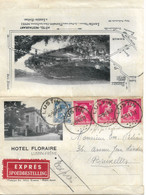 PM80/ TP 426 - 428 (3) Léopold III Col Ouvert S/L. Hôtel Floraire Lustin-Frêne En Exprès Obl Lustin 8/9/41 > BXL Superbe - Lettres & Documents