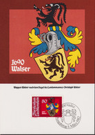 1982 Liechtenstein MC 30  Mi: LI 795°, Y&T: LI 736°,  ZNr. LI 734°,   Christoph Walser - Wappen - Omslagen