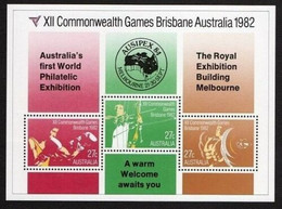 ⭕1982 - Australia Brisbane COMMONWEALTH GAMES A Warm Welcome Awaits You 'overprint AUSIPEX' - Souvenir Sheet MNH⭕ - Blocchi & Foglietti