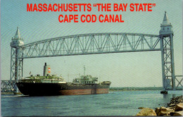 Massachusetts Cape Cod Ocean Going Freighter Passing Under Railroad Bridge At Cape Cod Canal - Cape Cod