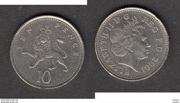 #15, Grande-Bretagne, 10, 2001, Lion, Félin, Wildcat - 10 Pence & 10 New Pence