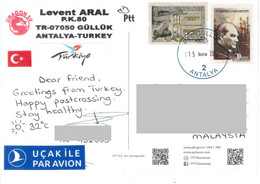 C2  - Turkey Personality And Other Stamps Used On Postcard - Brieven En Documenten