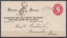 USA - EP Env. 2c "coutellerie Buck Bros." (voir Illustrations Au Dos) Càd MILLBURY /MAY 7 1909 Pour Worcester Mass. (au - 1901-20