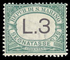 SAN MARINO 1924 SEGNATASSE 3 LIRE (Sass. 16) NUOVO INTEGRO ** OFFERTA! - Timbres-taxe