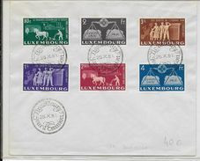 LUXEMBOURG - 1951 - SERIE YT N° 443/448 Sur ENVELOPPE FDC - COTE DES TIMBRES OBLITERES = 125 EUR - Covers & Documents