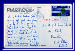 1965 Ireland Eire Postcard Dublin Harbour Posted Seatharlach To Scotland 2scans - Brieven En Documenten