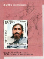 India 2022 Sri Aurobindo 150th Birth Anniversary - Philosopher, Yoga, Poet, Nationalist, MS MNH (**) Inde Indien - Covers & Documents