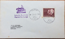 SWEDEN TO SCOTLAND COVER 1968, SPECIAL SHIP CACHET,  NOBEL PRIZE WINNER 1906 J.J.THOMAS & G CARDUCCI,1966 STAMP, VAASA T - Lettres & Documents