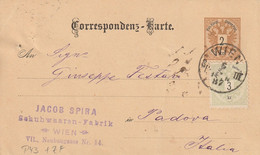 Autriche Entier Postal Wien Pour L'Italie 1887 - Entiers Postaux