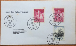 SWEDEN 1968, COVER USED TO SCOTLAND,1967 SHIP, 1965, MONUMENT, CISBY TOWN WALL, MED BAT FRAN FINLAND, UMEA TOWN CANCEL - Briefe U. Dokumente